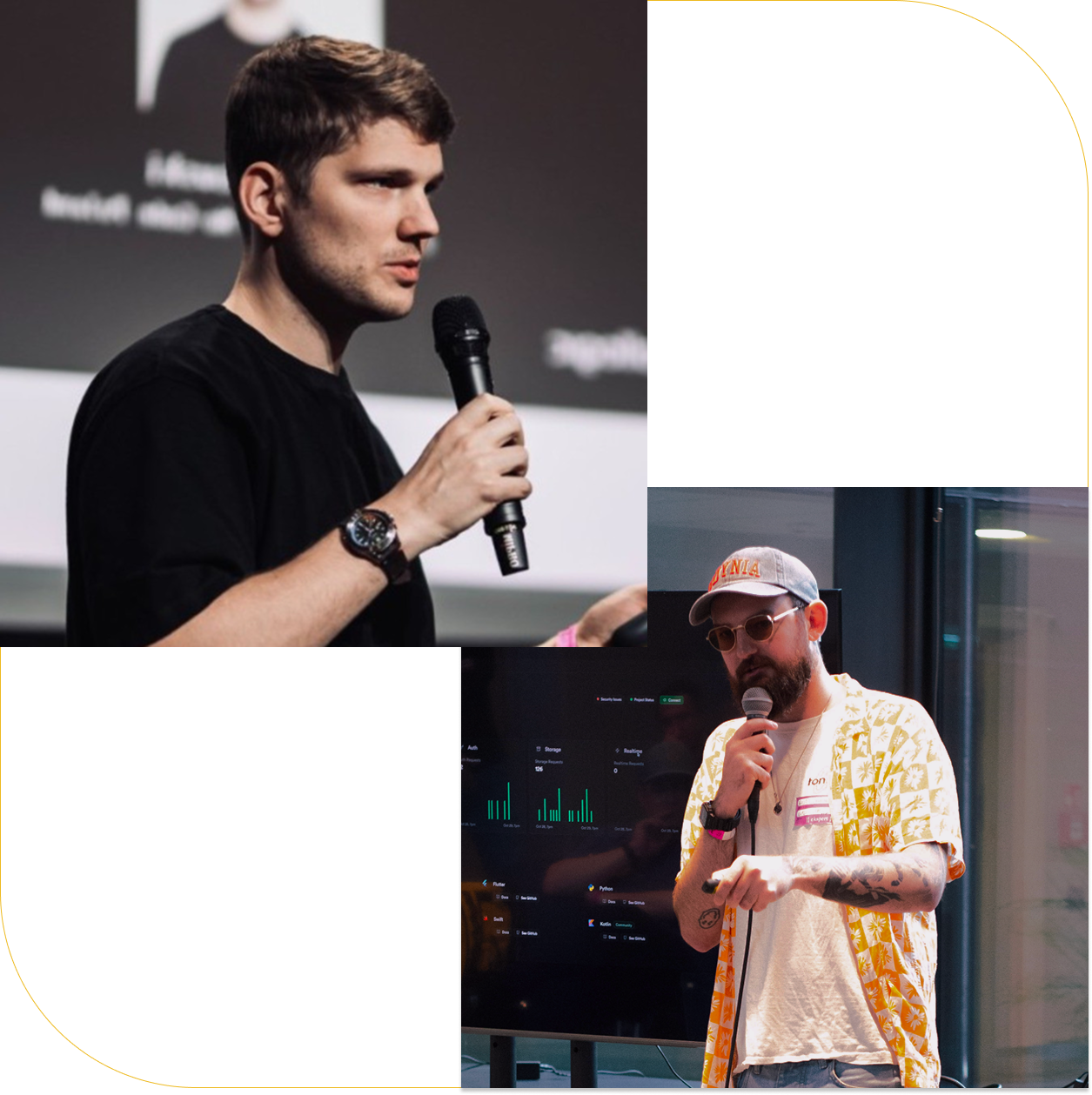 Rafał Kozłowski i Wojtek Woźniak podczas prezentacji na wydarzeniu.